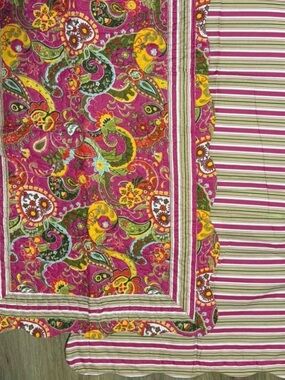 Lavish Home King Quilted Pillow Shams Set Paisley Floral Pink Green NWOT